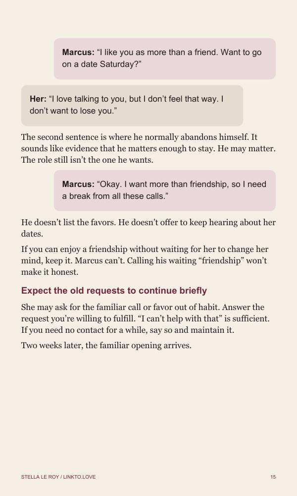 Book page showing Marcus setting a boundary in a conversation